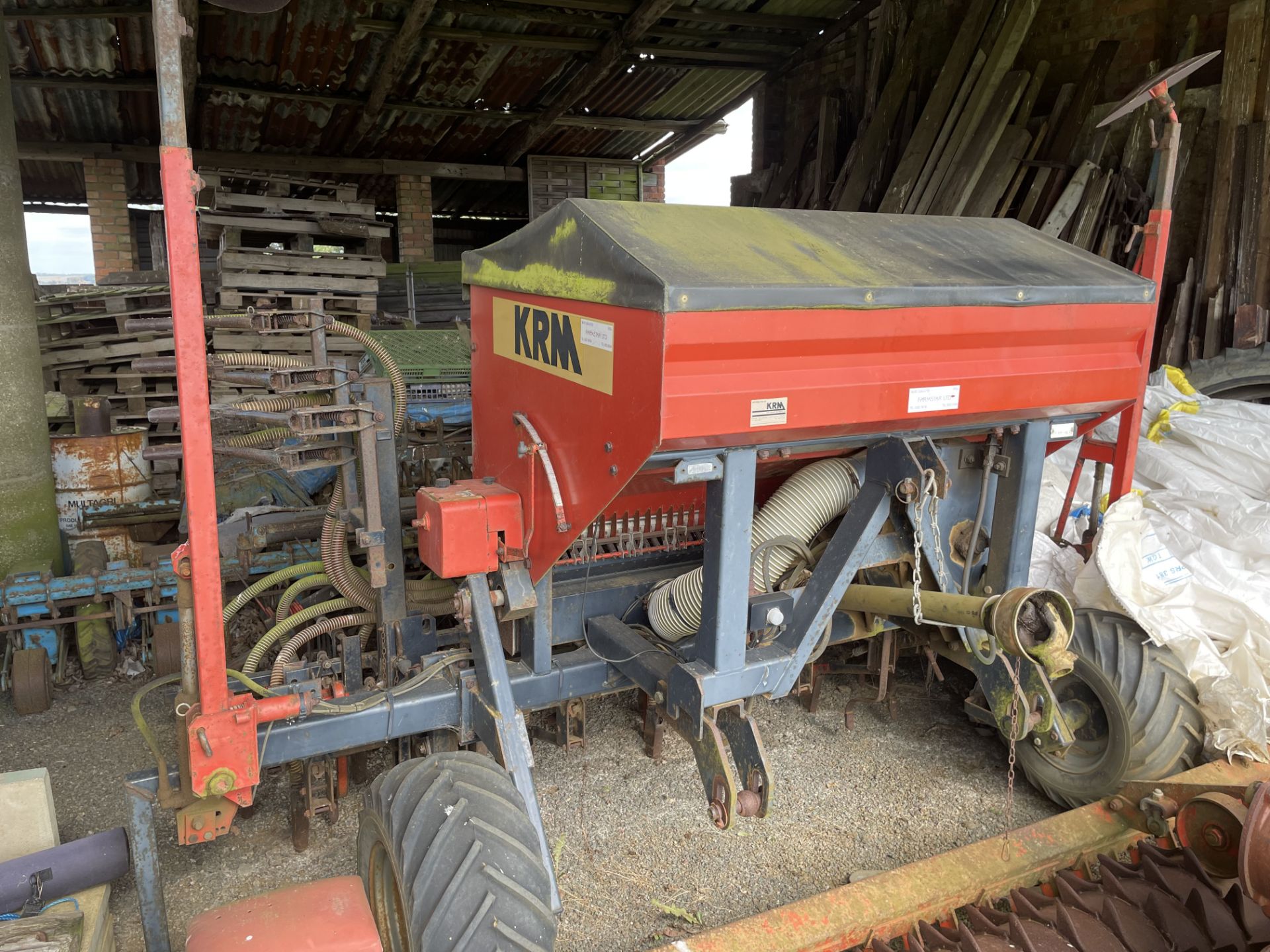 KRM Roger Modul-r 4m drill with Suffolk coulter wheel eradicator tines & bout markers Serial MR305
