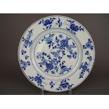 Chinese porcelain B/W charger with flowers