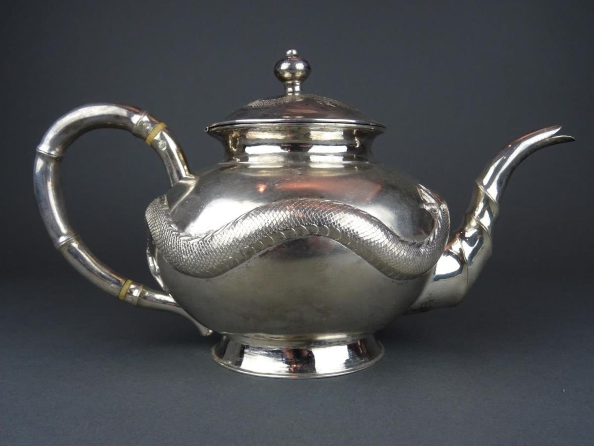 Chinese Export silver teapot - Bild 3 aus 6