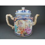 Chinese porcelain famille rose teapot with figures