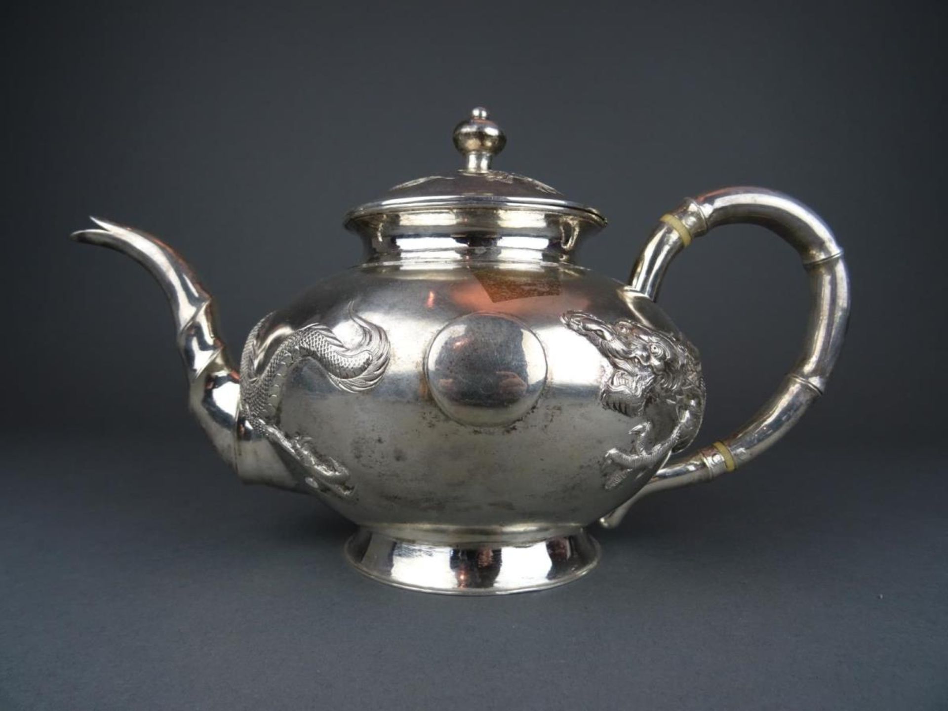 Chinese Export silver teapot