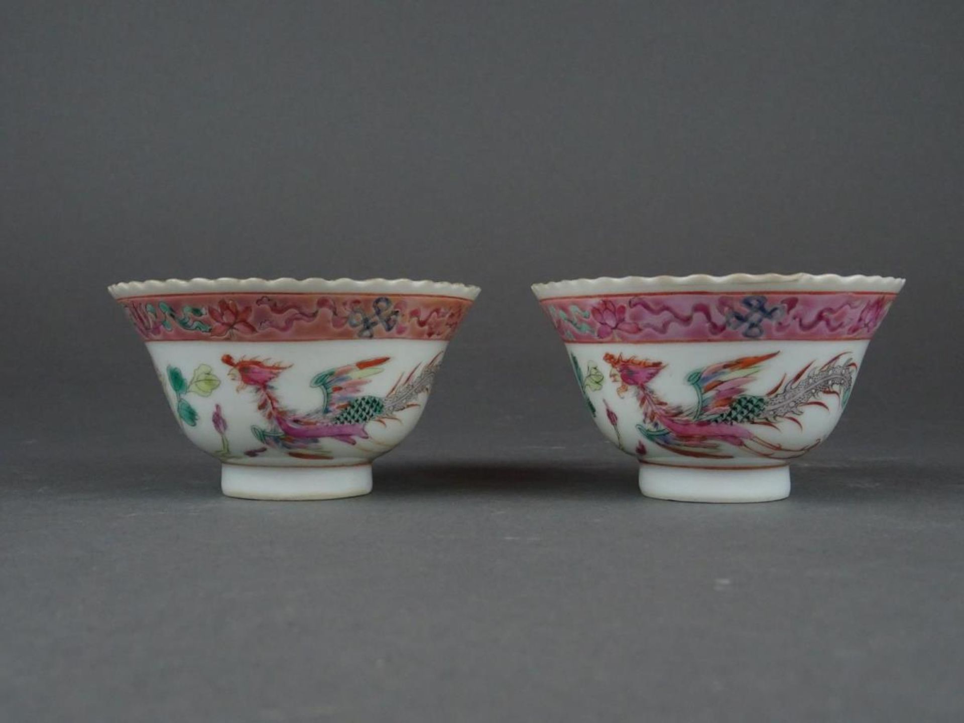 Two Famille rose cups