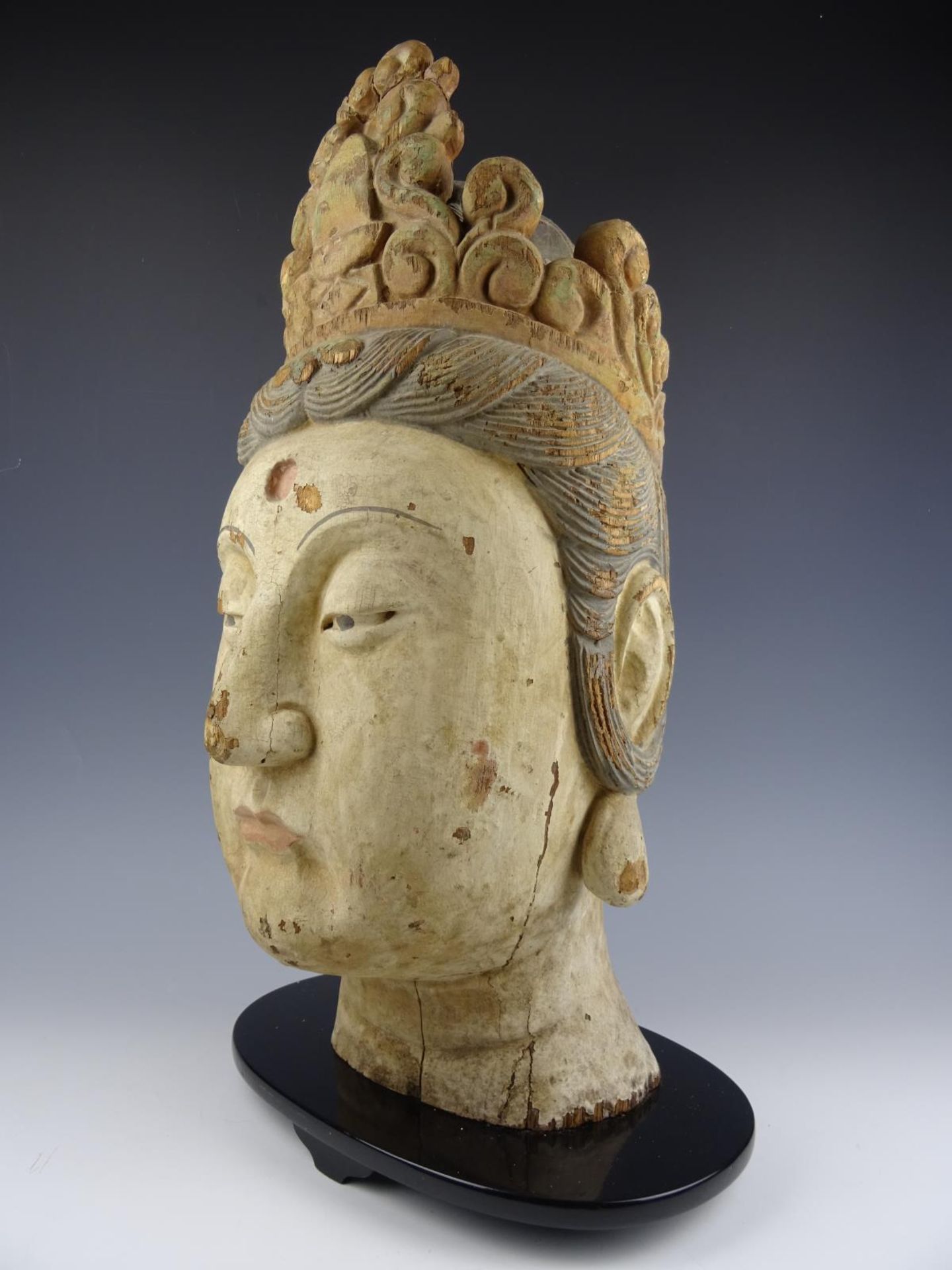 Wood sculpture buddha head - Image 6 of 10