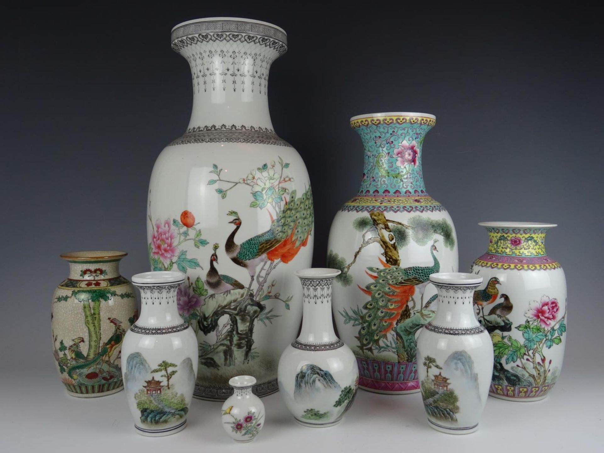 Lot of eight vases