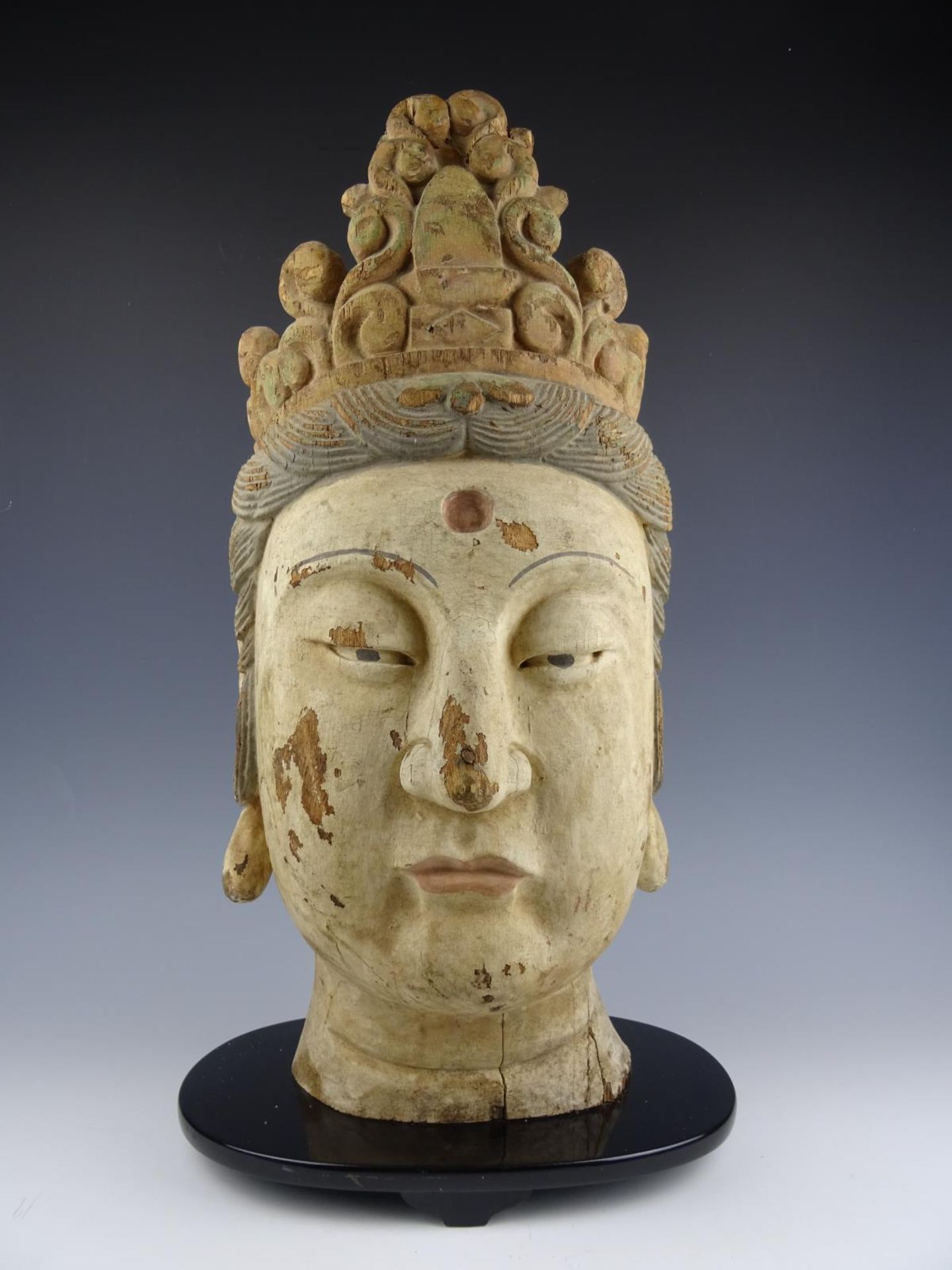 Wood sculpture buddha head - Image 2 of 10