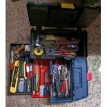 2 PLASTIC TOOL BOXES WITH CONTENTS