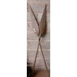 2 WOODEN BROAD BLADE SPEARS
