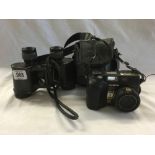 PAIR OF MAGNA 8 X 30 BINOCULARS & AN OLYMPUS CAMEDIA DIGITAL CAMERA IN CASE