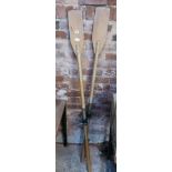 PAIR OF WOODEN PADDLES WITH ROW LOCKS