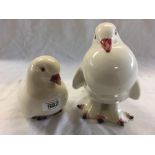 2 WHITE PORCELAIN DOVES