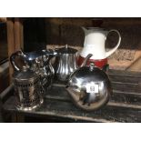 QTY OF STAINLESS STEEL WATER & TEA POTS INCL;