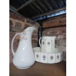 WASH STAND BASIN & JUG & 1 OTHER JUG