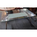 CHROME & GLASS TOP DINING TABLE 4ft 6" X 2ft 8"