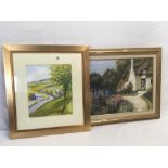 OIL PAINTING - VICTORIA COTTAGE & GARDEN BY WILSON FRAMED,