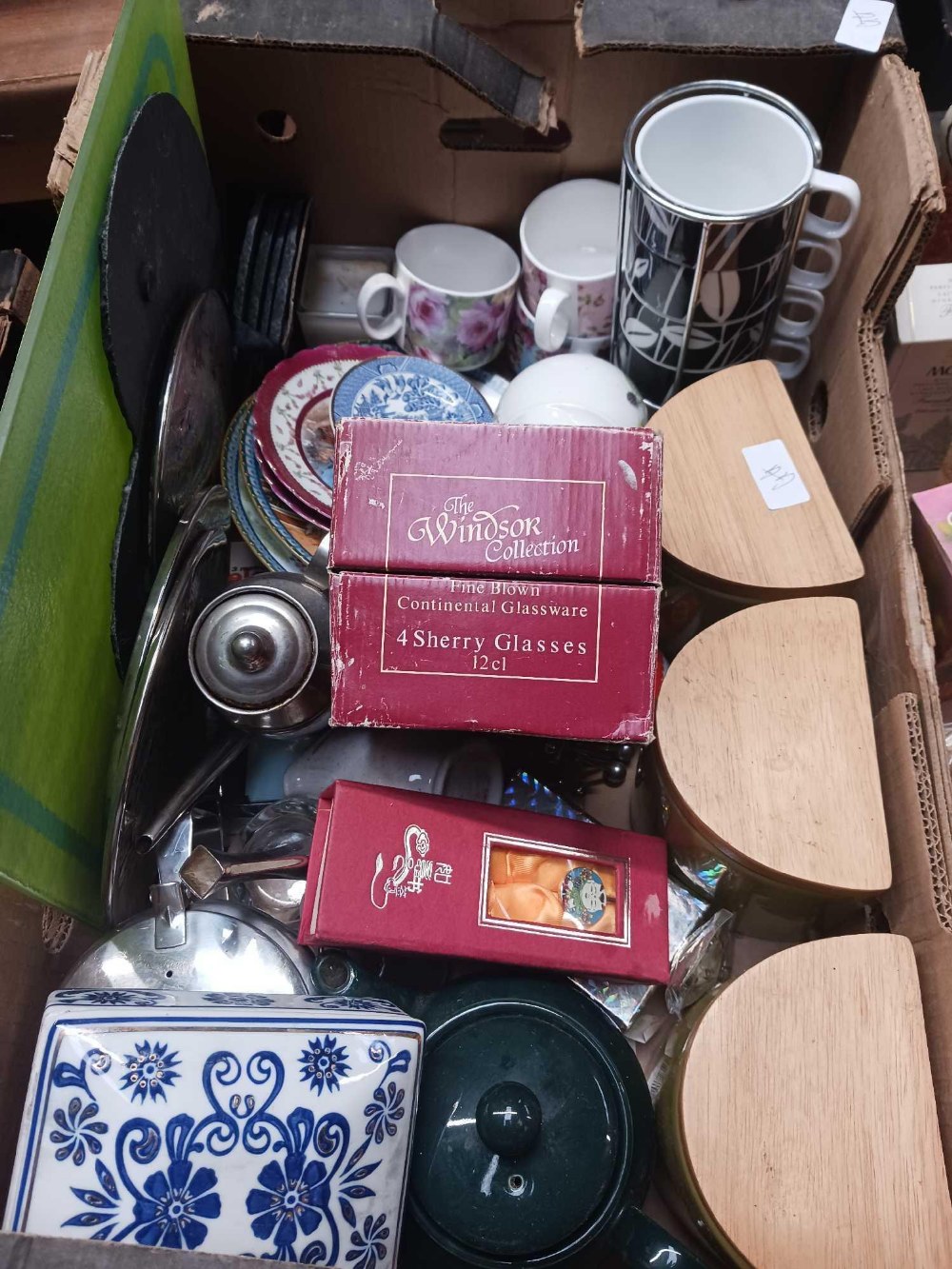 2 CARTONS OF MIXED BRIC-A-BRAC INCL; CUPS, SAUCERS,