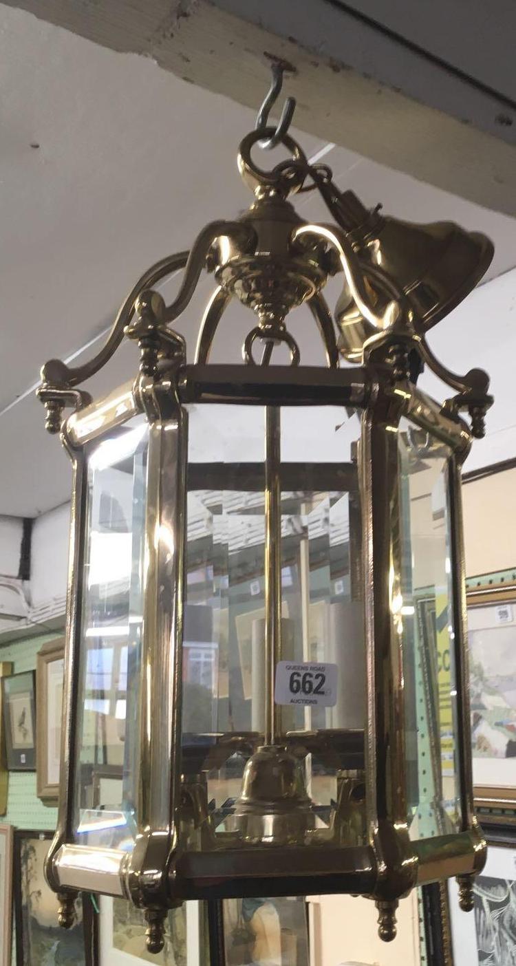 BRASS & GLASS CEILING LANTERN