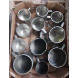 CARTON OF MISC PEWTER TANKARDS