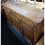 LIGHT OAK SIDEBOARD WITH BRASS HANDLES