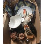 CARTON WITH MISC CHINA ITEMS,MIRROR,