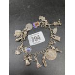 SILVER CHARM BRACELET WITH 20 CHARMS