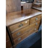 MAHOGANY CHEST OF 4 DRAWERS WITH BRASS HANDLES