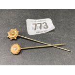 9ct DIAMOND STICK PIN & 1 OTHER