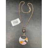 METAL & ENAMEL PENDANT NECKLACE