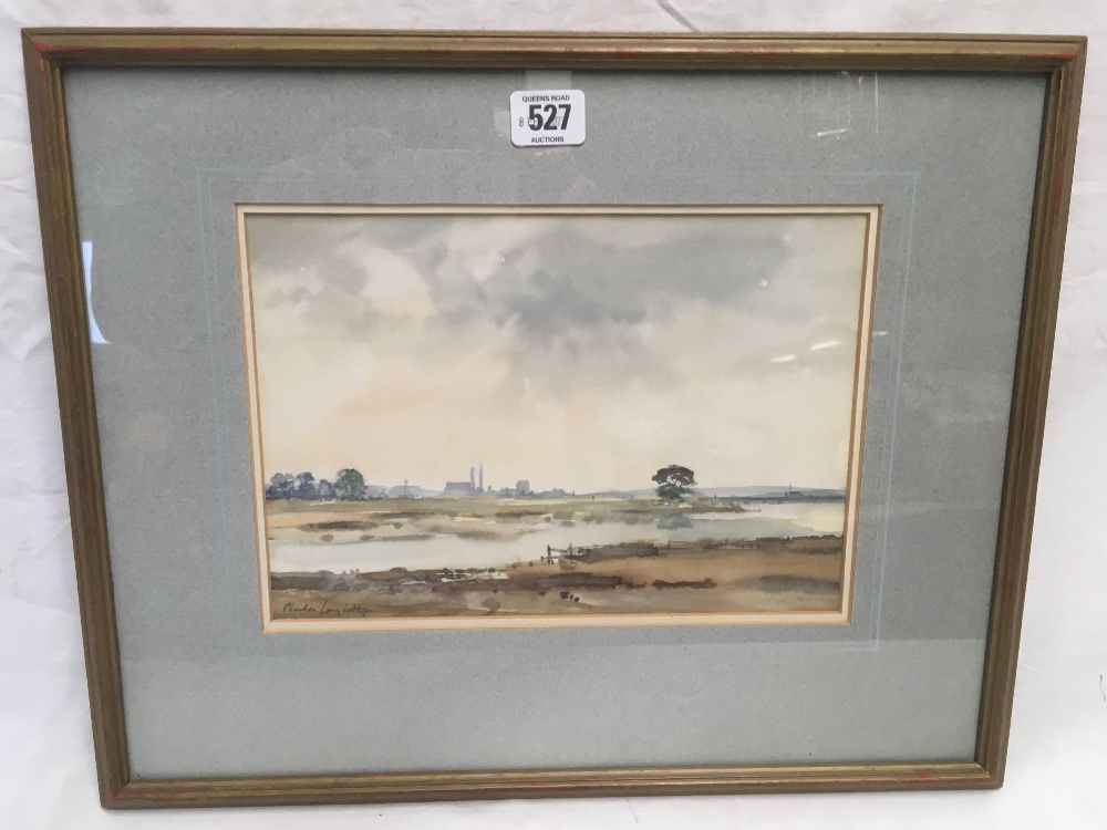 CHARLES LONGBOTHAM RWS, A VIEW OF THE RIVER STOUR, SIGNED, WATERCOLOUR,