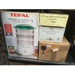 TEFAL STEAMER, SET OF NEW CASSEROLE DISHES,