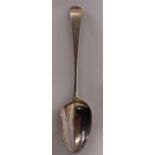 A HESTER BATEMAN SILVER DESSERT SPOON,