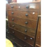 MAHOGANY CHEST OF 6 DRAWERS ON BALL & CLAW FEET