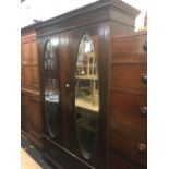 MIRRORED DOUBLE DOOR INLAID MAHOGANY WARDROBE