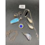 BAG WITH MISC SILVER ITEMS INCL; EARRINGS,