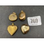 TWO 9ct BACK & FRONT LOCKETS & 2 OTHERS