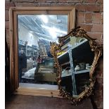 ORNATE MIRROR & 2 WOOD FRAMED WALL MIRRORS