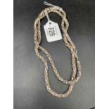 STERLING SILVER DOUBLE STRAND FANCY NECKLACE,