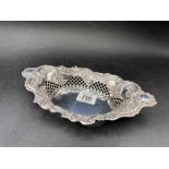 AN OVAL VICTORIAN SILVER BOAT SHAPED DISH,