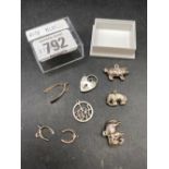 8 ASSORTED SILVER CHARMS