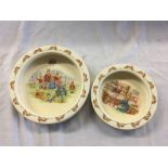 2 ROYAL DOULTON BUNNYKIN DISHES, 1 7.