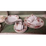 PART CROWN STAFFORDSHIRE TEA SERVICE WITH 4 CUPS, SAUCERS, BOWLS,