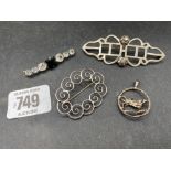 3 SILVER BROOCHES & PENDANTS