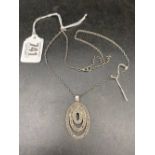 UNUSUAL SILVER DESIGN PENDANT NECKLACE