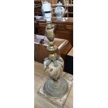 MOTTLED BROWN MARBLE BRASS MOUNTED TABLE LAMP