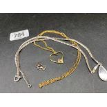 2 HALLMARKED SILVER PENDANTS & YELLOW METAL PENDANT & CHAIN