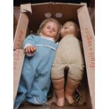 2 CARTONS OF VINTAGE DOLLS & OTHER BRIC-A-BRAC