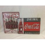 2 REPRO METAL COCA COLA ADVERTISING SIGNS