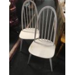 2 WHITE PAINTED ERCOL CHAIRS IN QUAKER STYLE