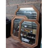 3 GRADUATED WOOD FRAMED MIRRORS