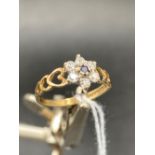 9ct GOLD BLUE & WHITE SAPPHIRE STONE LOVE RING,