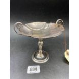 SILVER ART NOUVEAU DISH WITH PLANISHED FINISH, 4" H X 6"DIA, SHEFFIELD 1905 BY JD&S,